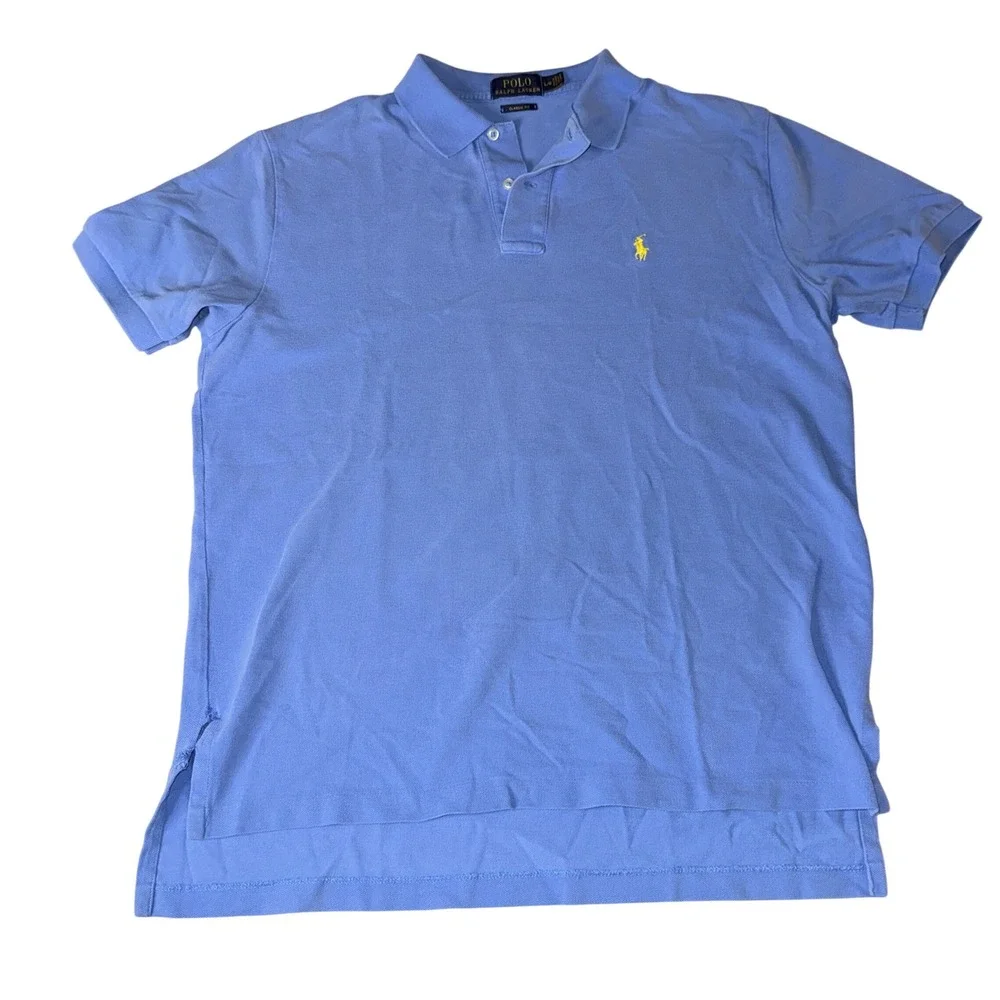 Polo Ralph Lauren Polo Shirt Large Blue Classic Fit Short Sleeve Pony Logo